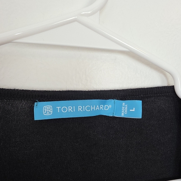 Tori Richard Classic Black 3/4 Sleeve Quiet Luxury Minimalist Cardigan Size L - Picture 4 of 7